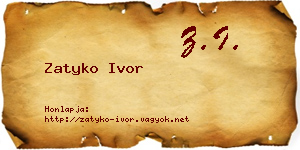 Zatyko Ivor névjegykártya